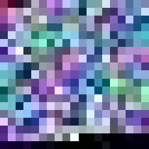 a square of seemling random clored pixels, representing the genetic sequence of the Moderna COVID-19 vaccine